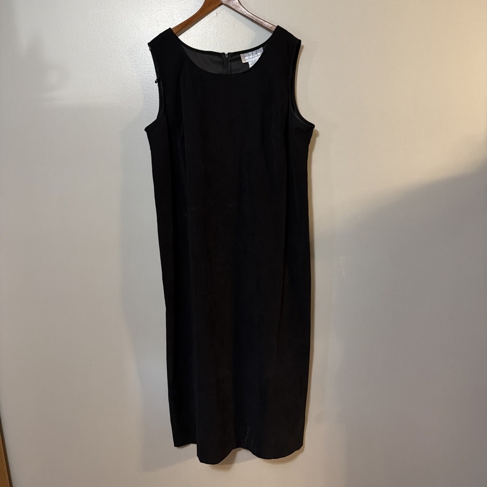 Jessica Howard Midi Dress Size 24 Faux Suede Black Sleeveless